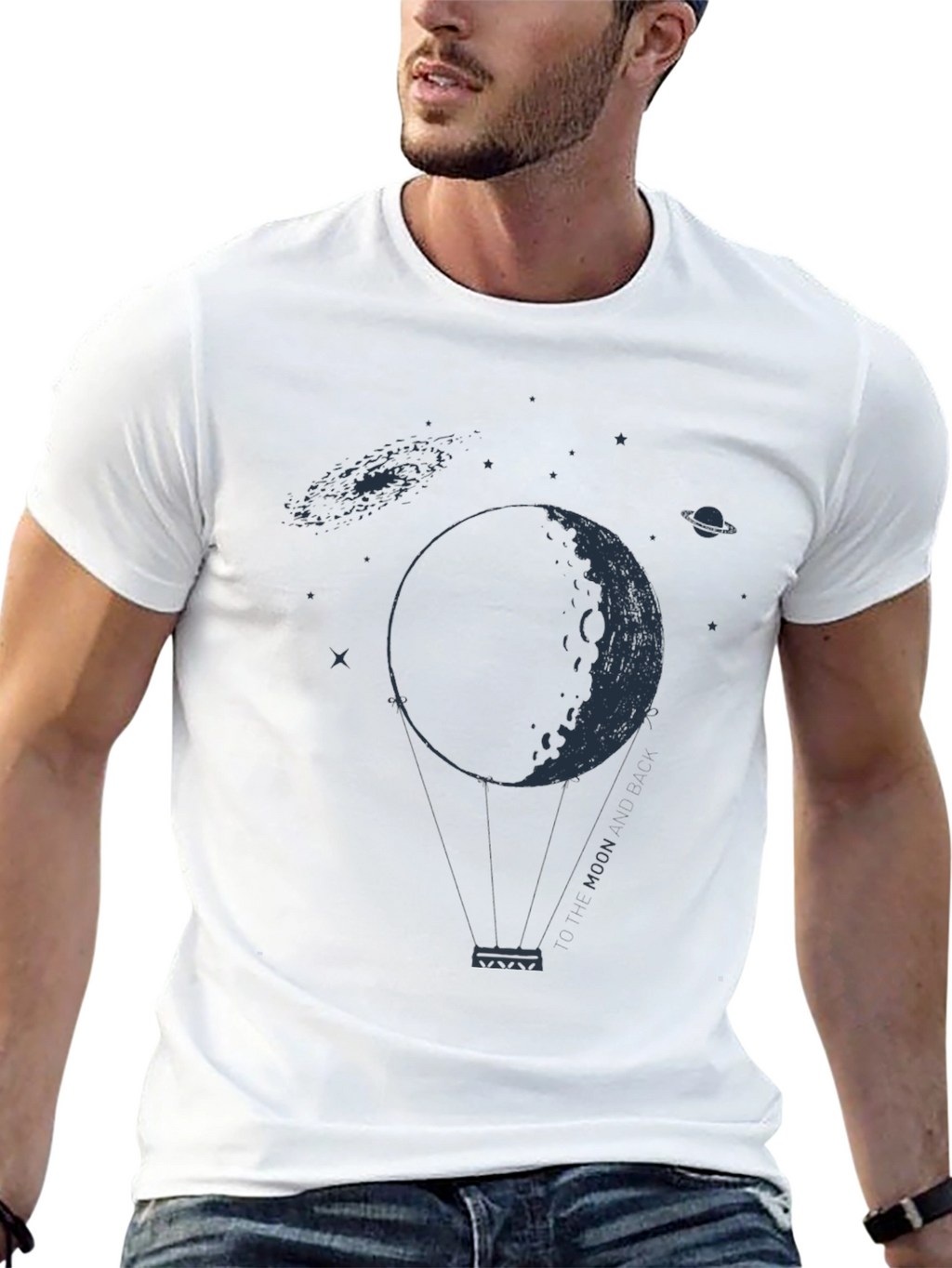 Moon Balloon Graphic Tee - Space Lovers T-Shirt