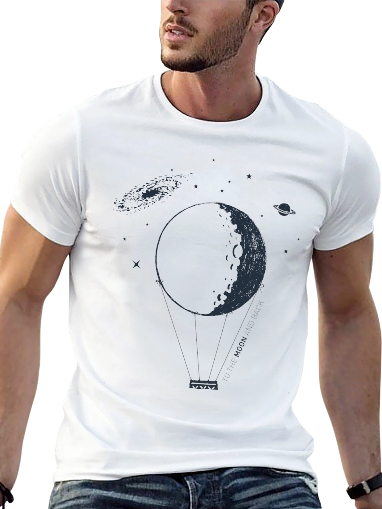 Moon Balloon Graphic Tee - Space Lovers T-Shirt