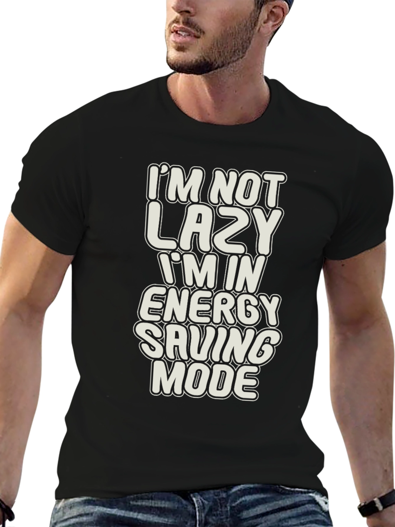 Funny Lazy Energy Saving Mode Graphic T-Shirt