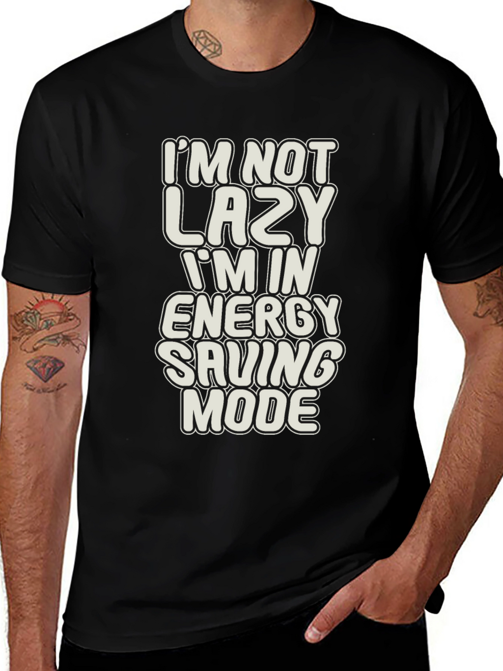 Funny Lazy Energy Saving Mode Graphic T-Shirt
