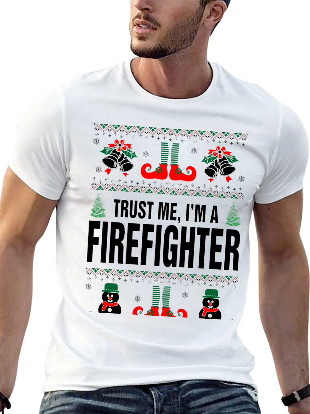 Trust Me Im a Firefighter Ugly Christmas Sweater T-Shirt