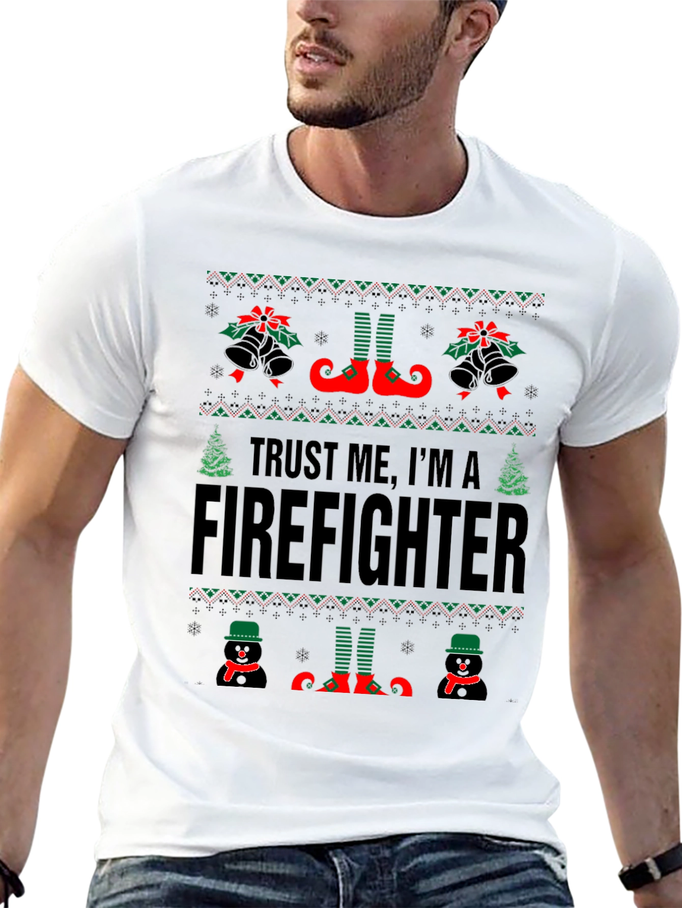 Trust Me Im a Firefighter Ugly Christmas Sweater T-Shirt