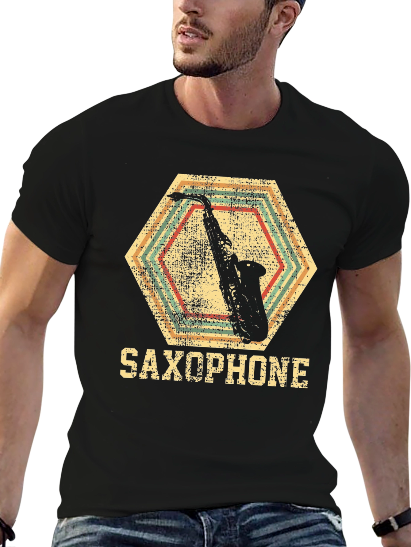 Saxophone Graphic Tee - Retro Music Lover T-Shirt