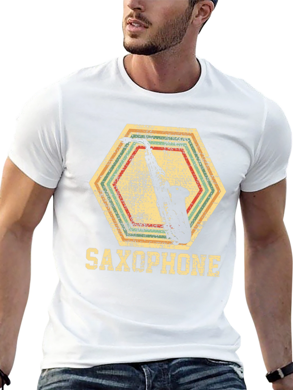 Saxophone Graphic Tee - Retro Music Lover T-Shirt