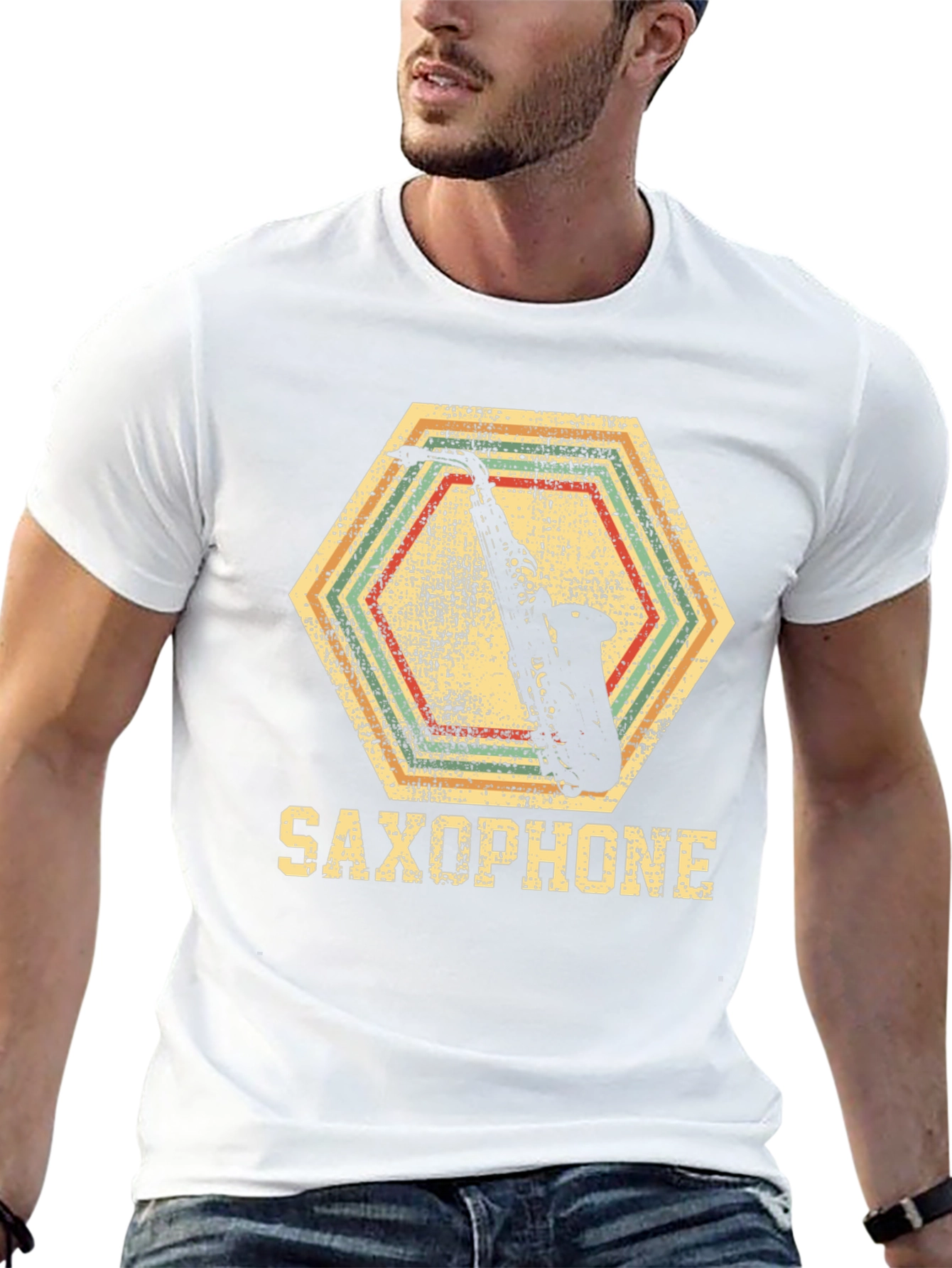 Saxophone Graphic Tee - Retro Music Lover T-Shirt
