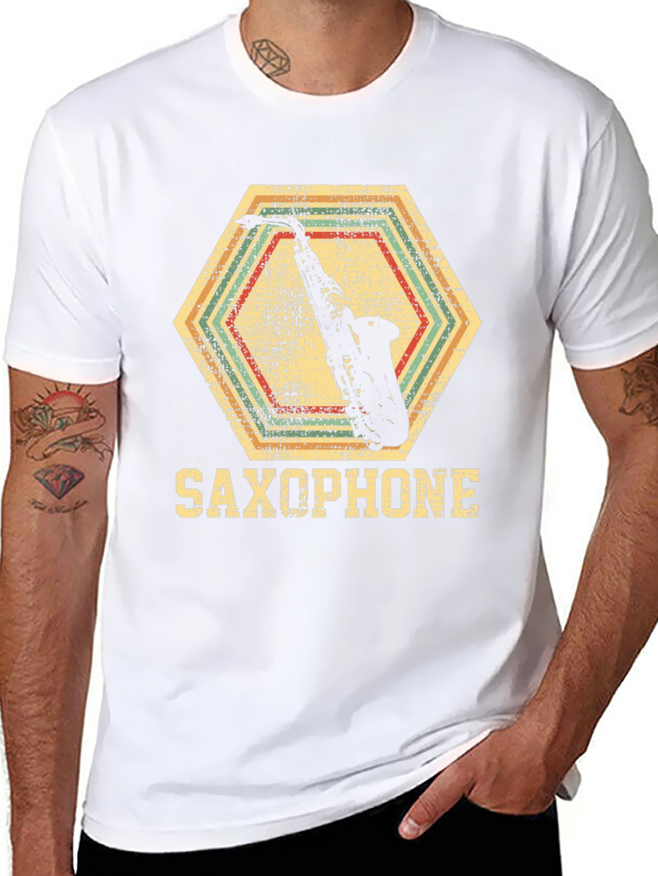 Saxophone Graphic Tee - Retro Music Lover T-Shirt