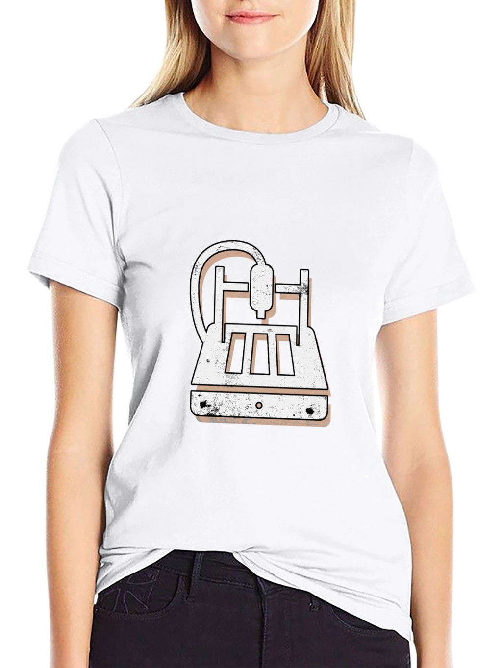 3D Printer Graphic Tee - Black Cotton Blend