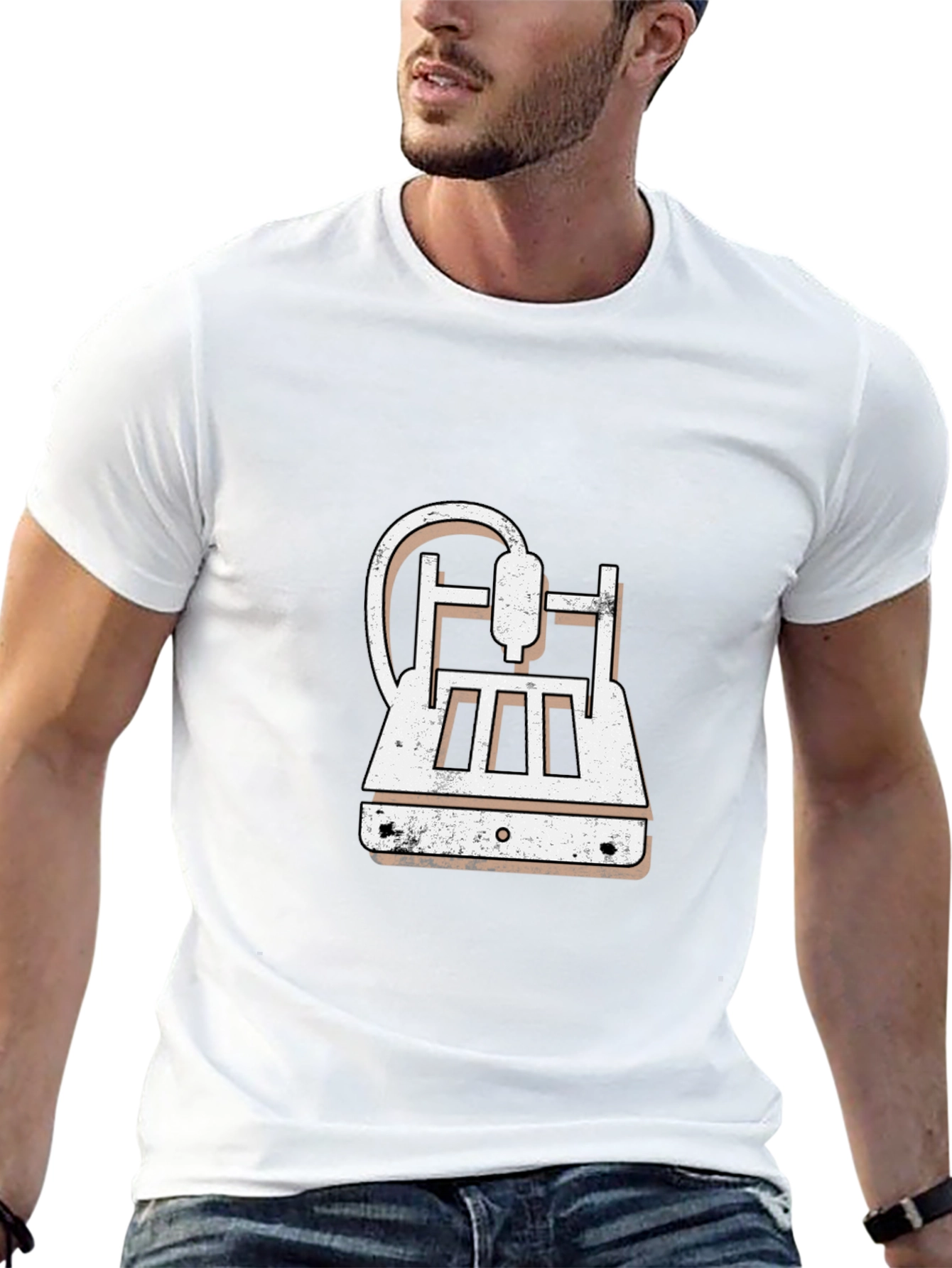 3D Printer Graphic Tee - Black Cotton Blend