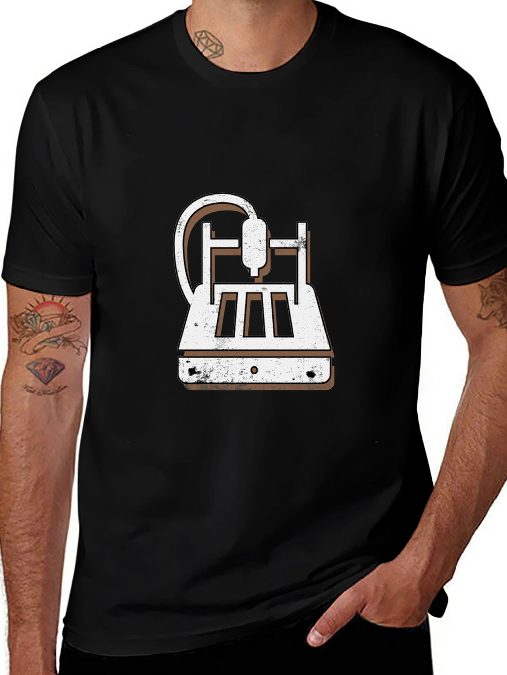 3D Printer Graphic Tee - Black Cotton Blend