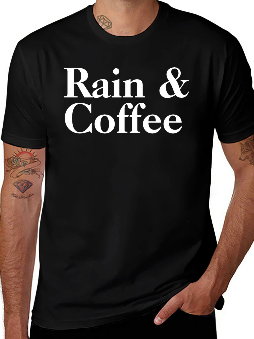 Rain & Coffee Graphic T-Shirt - Unisex Black Tee