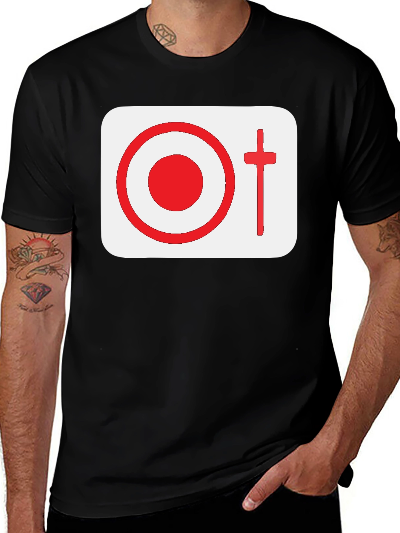 Graphic Tee: Target & Cross Design
