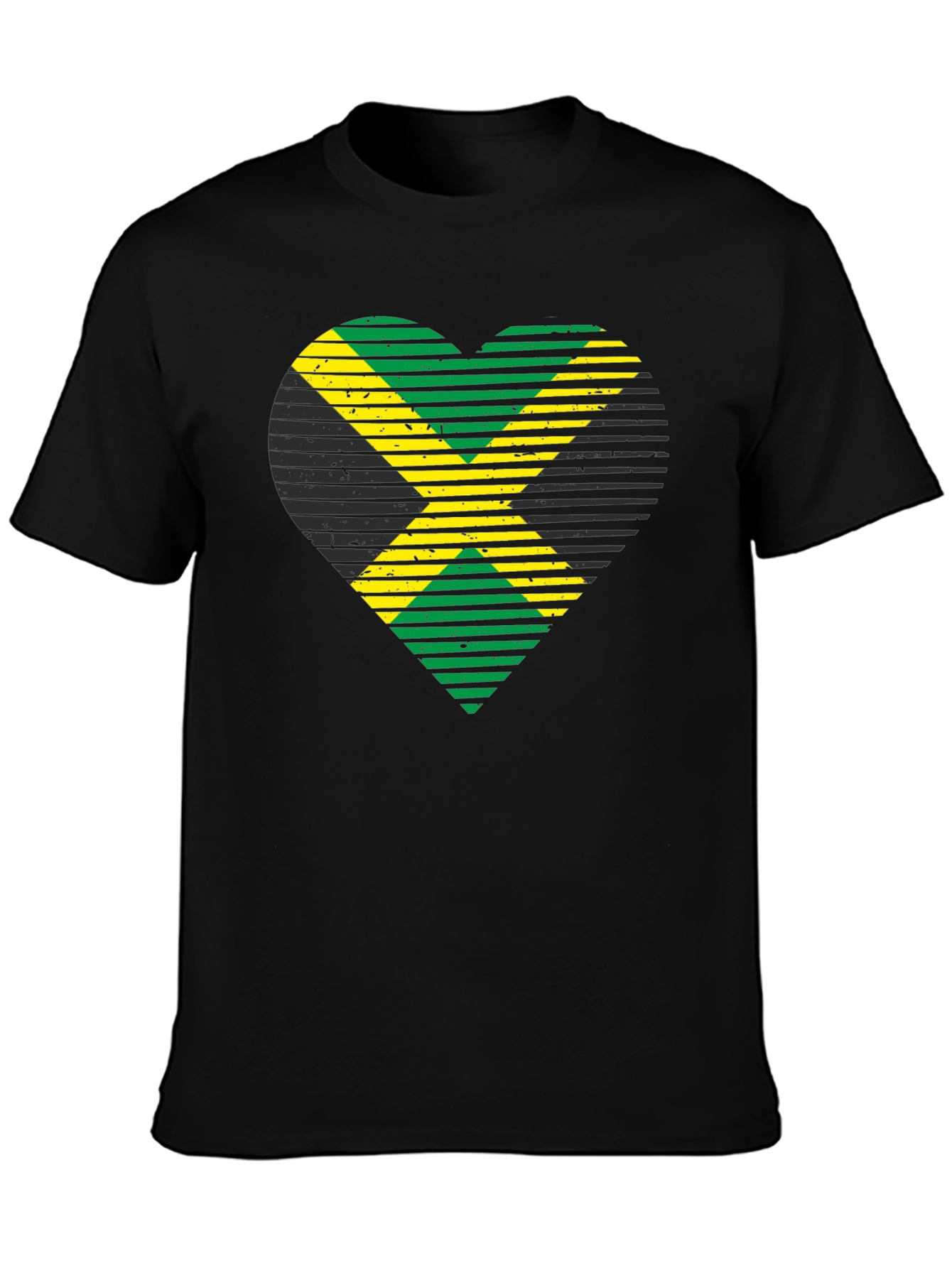 Jamaican Flag Heart Graphic T-Shirt