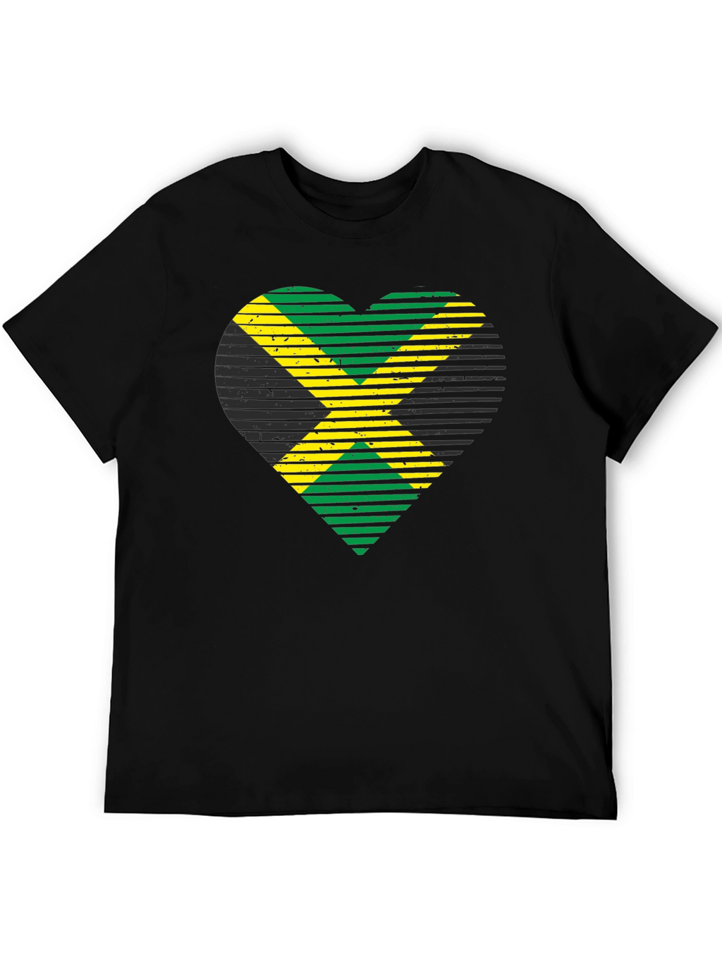 Jamaican Flag Heart Graphic T-Shirt