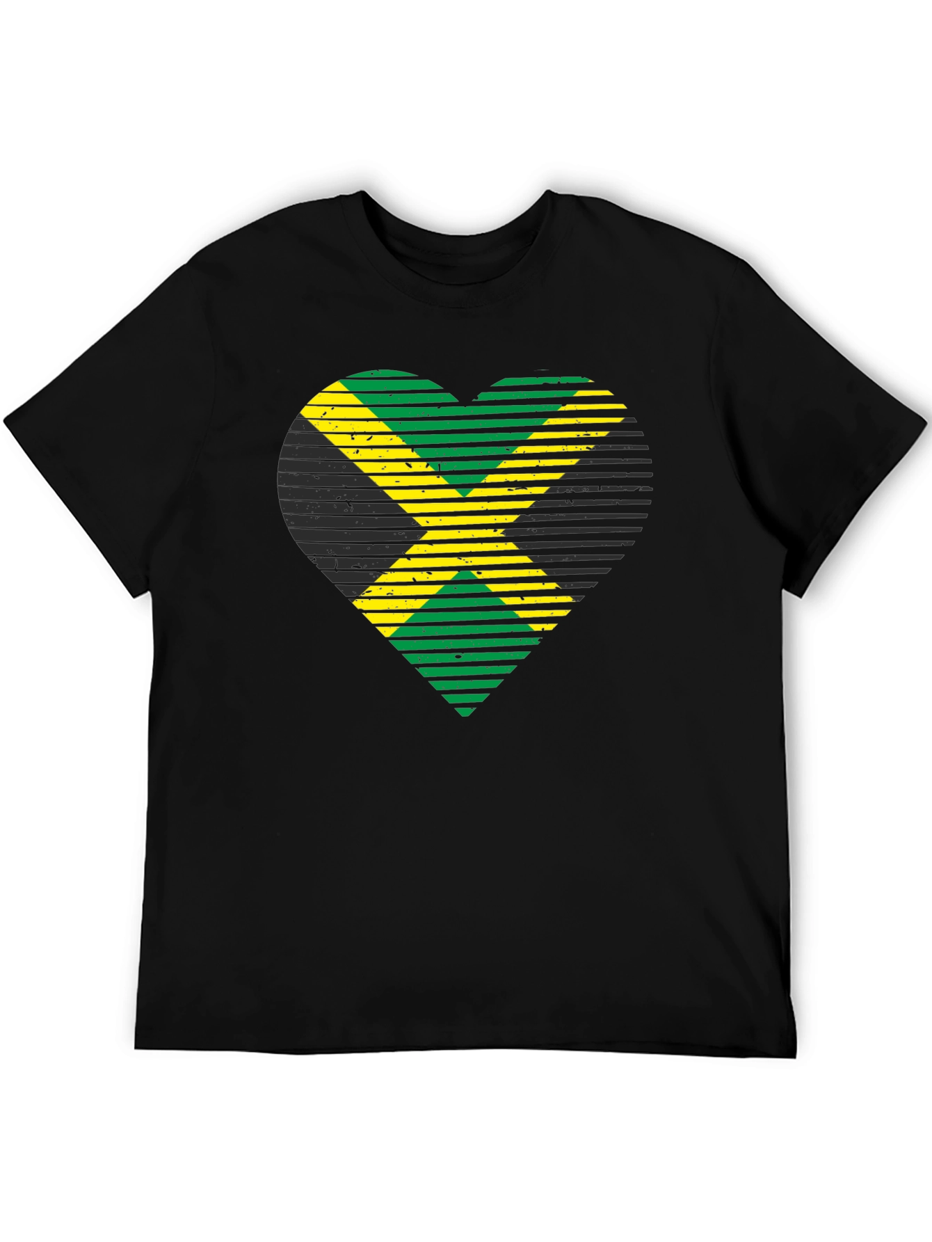 Jamaican Flag Heart Graphic T-Shirt