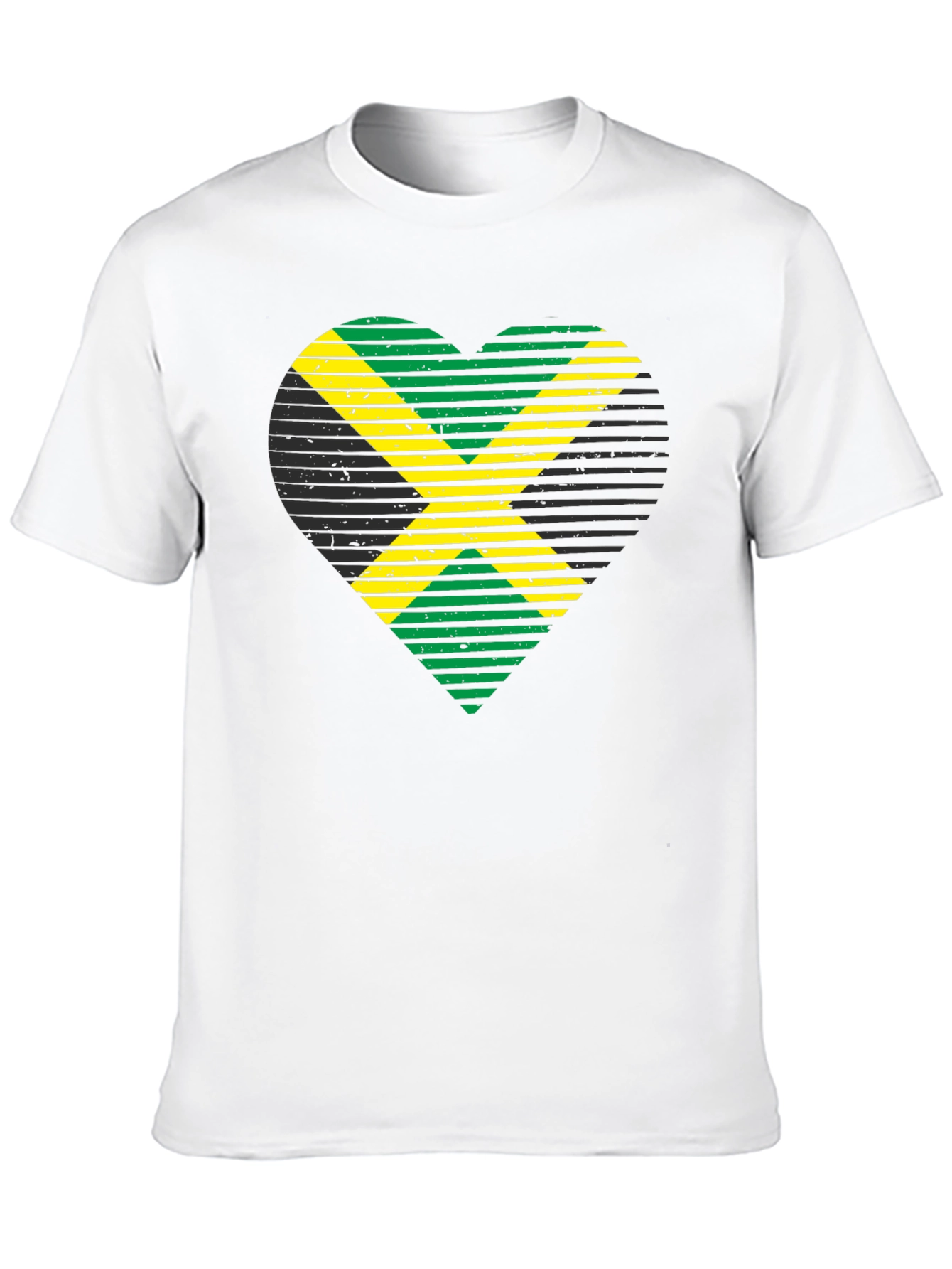 Jamaican Flag Heart Graphic T-Shirt