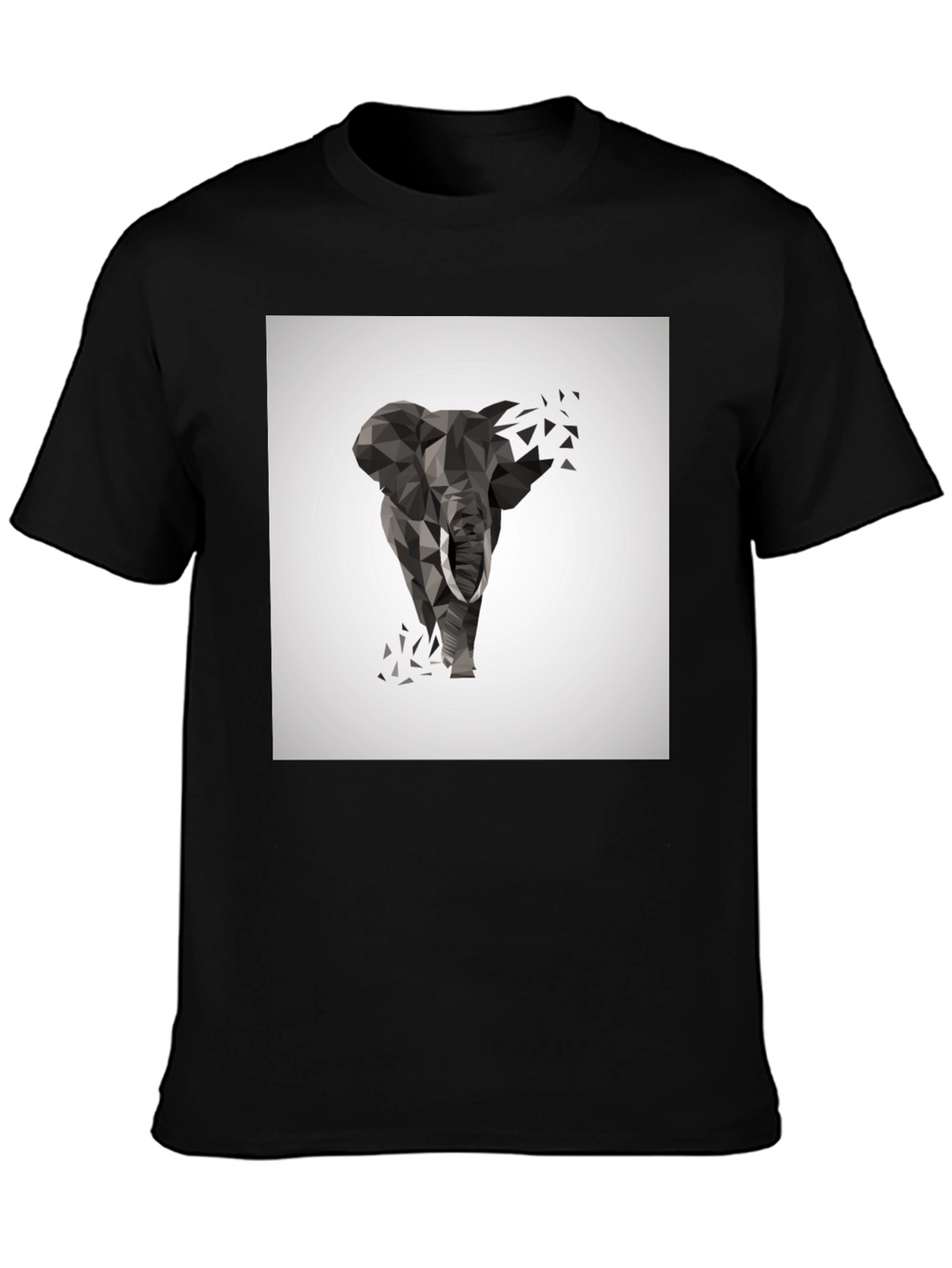 Geometric Elephant Print Black T-Shirt