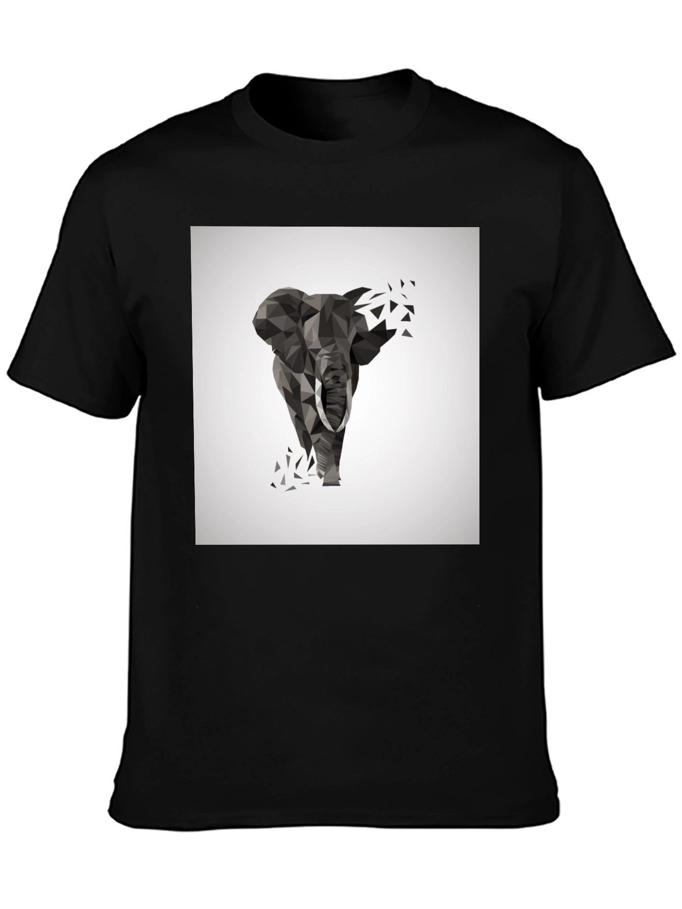 Geometric Elephant Print Black T-Shirt