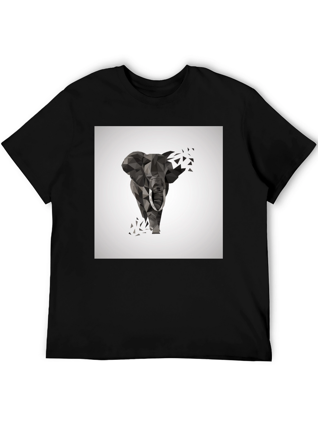Geometric Elephant Print Black T-Shirt