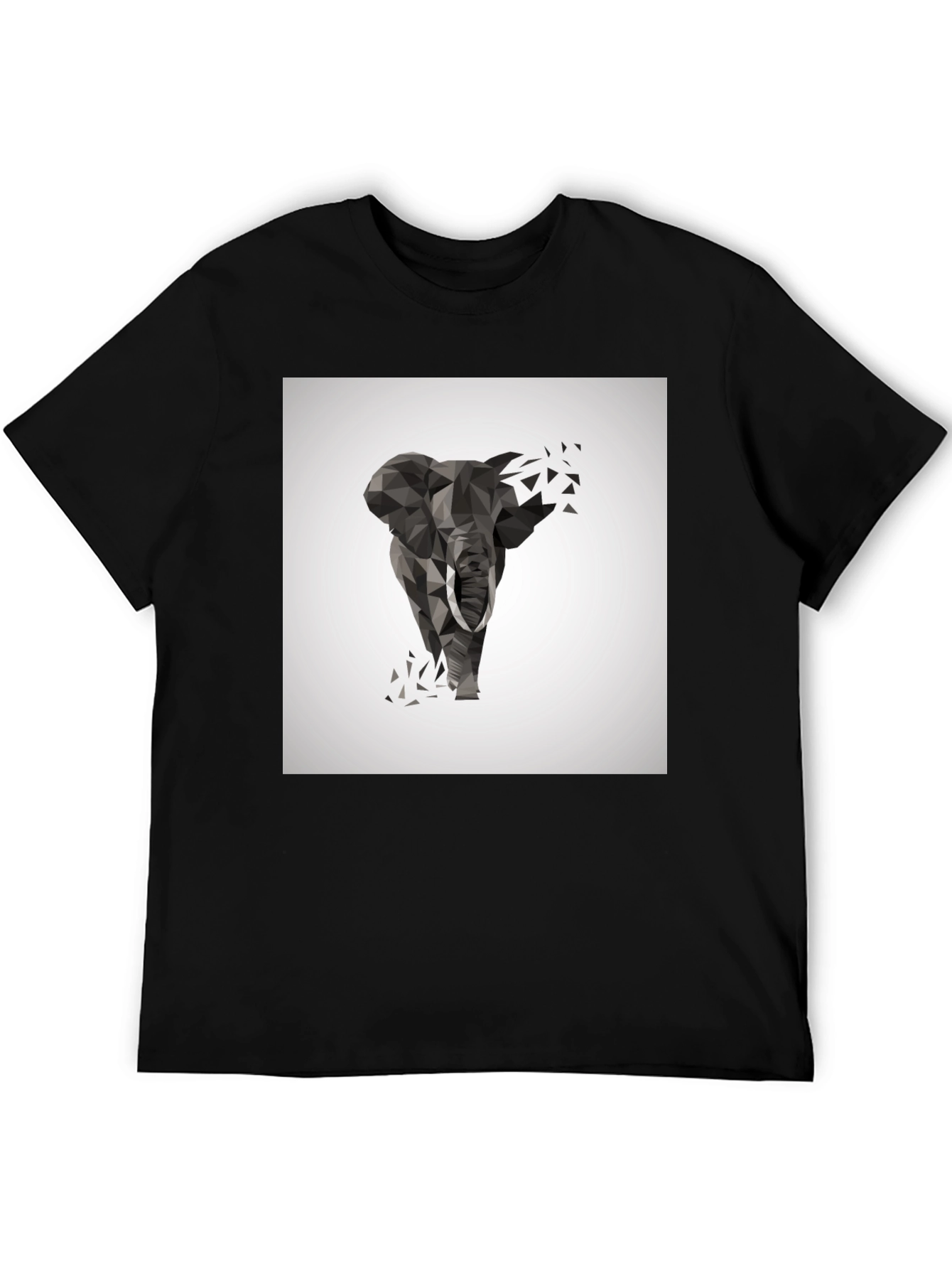 Geometric Elephant Print Black T-Shirt