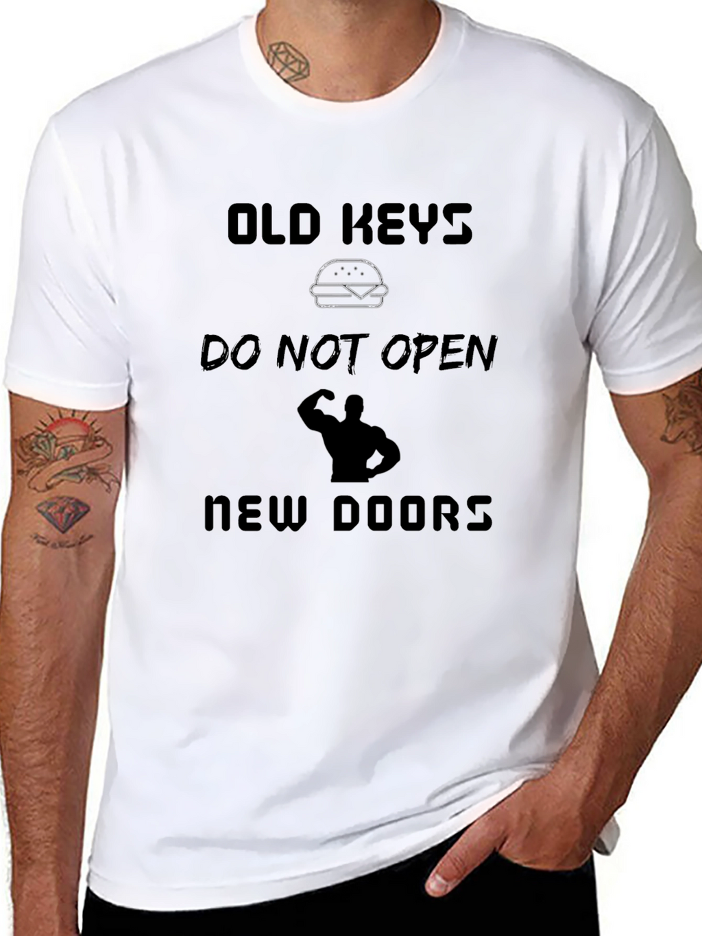 Humorous Old Keys Graphic Print Tee