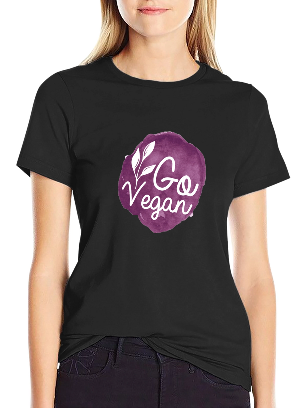 Go Vegan Graphic Tee - Black Crew Neck T-Shirt