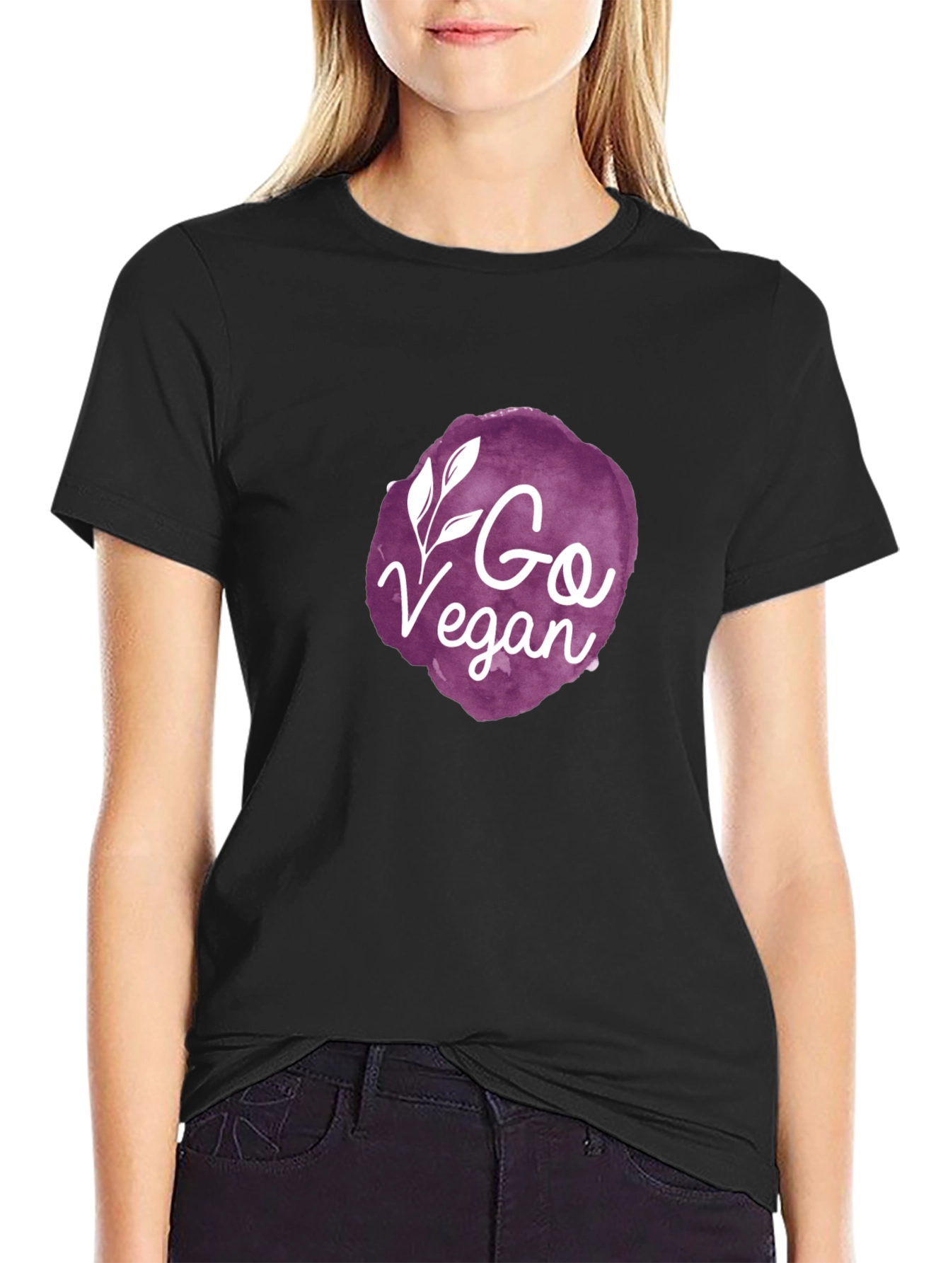 Go Vegan Graphic Tee - Black Crew Neck T-Shirt