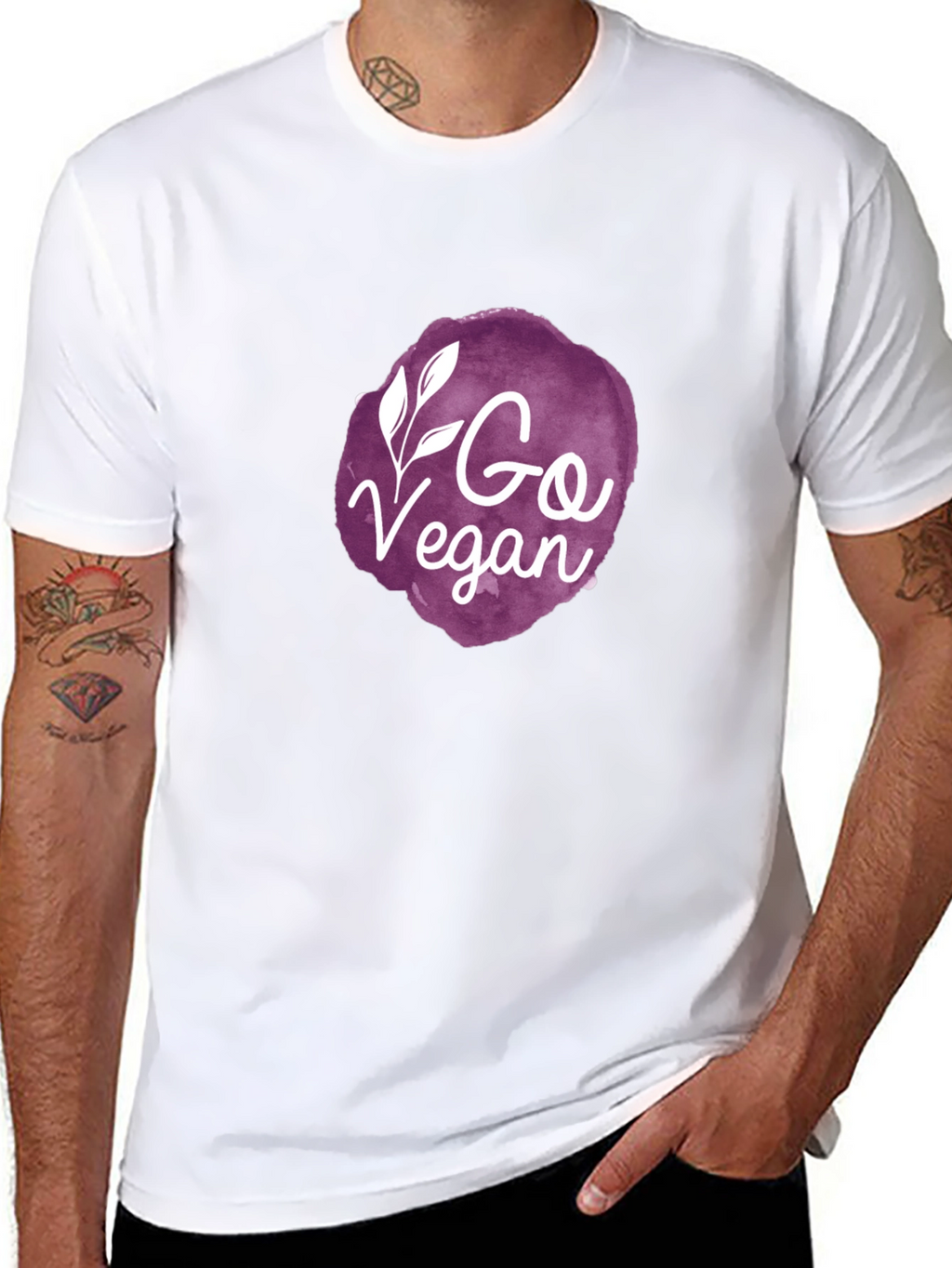 Go Vegan Graphic Tee - Black Crew Neck T-Shirt