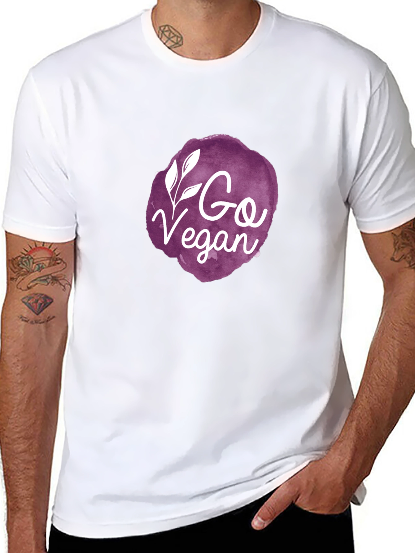 Go Vegan Graphic Tee - Black Crew Neck T-Shirt
