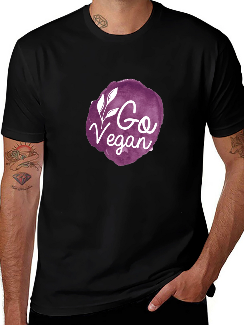 Go Vegan Graphic Tee - Black Crew Neck T-Shirt