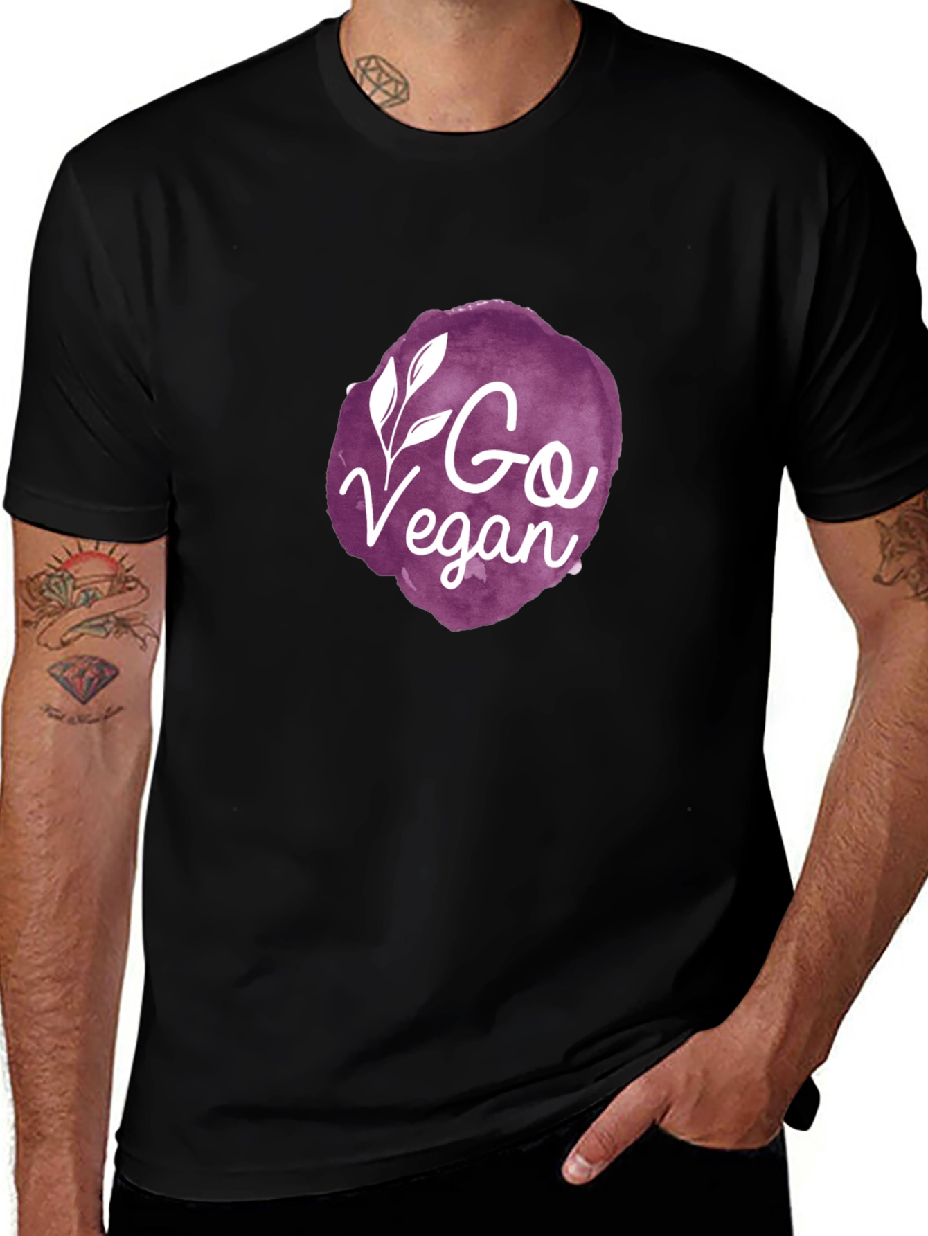 Go Vegan Graphic Tee - Black Crew Neck T-Shirt