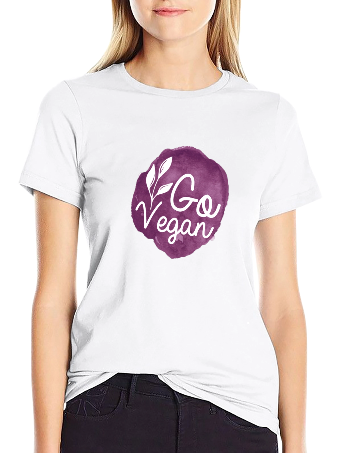 Go Vegan Graphic Tee - Black Crew Neck T-Shirt