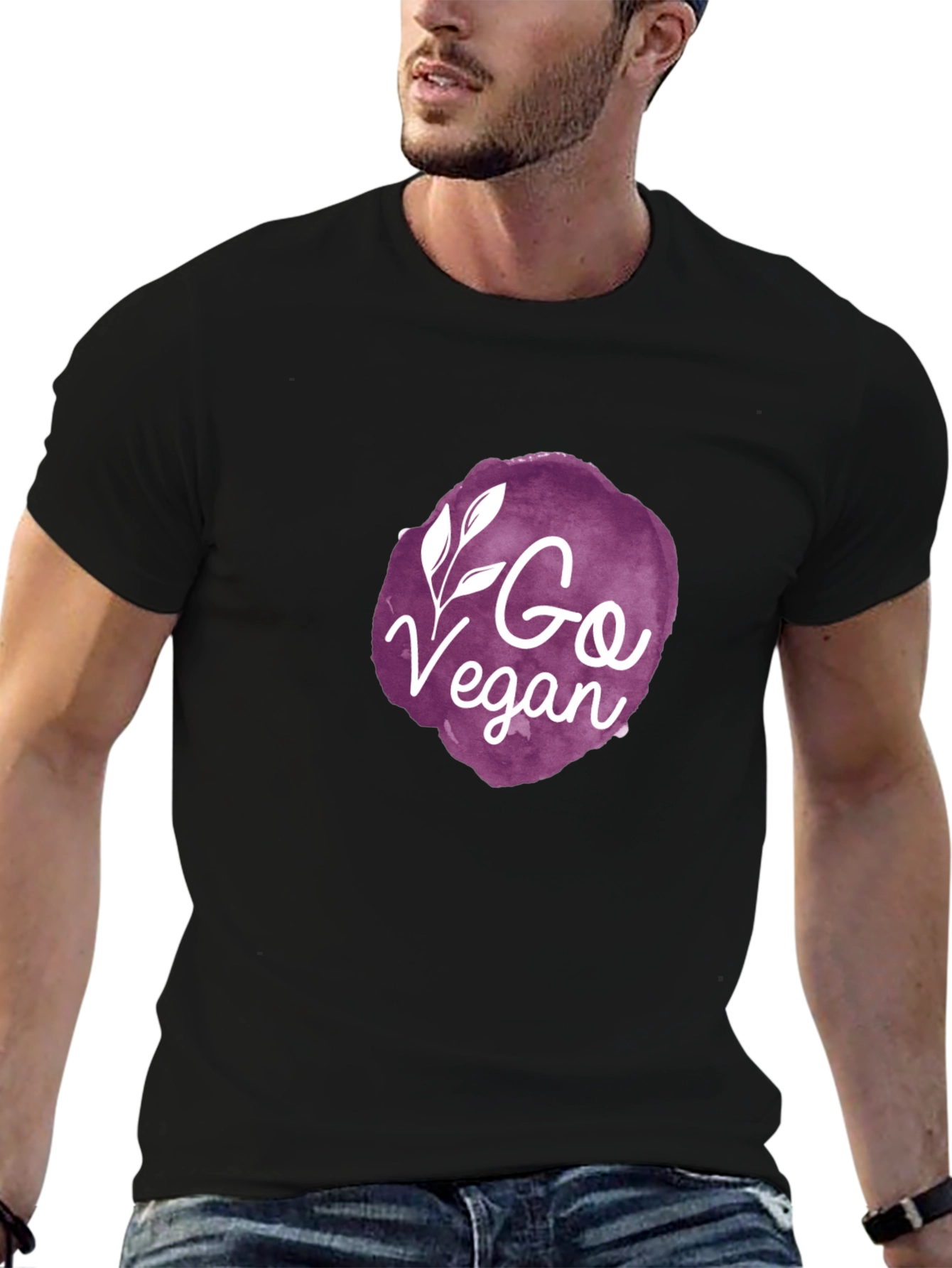 Go Vegan Graphic Tee - Black Crew Neck T-Shirt