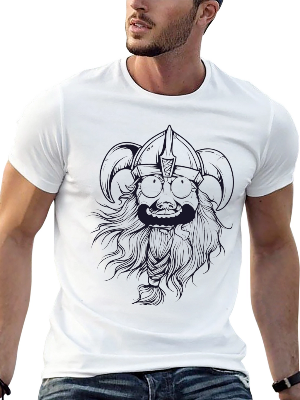 Mens Black T-Shirt with Graphic Design