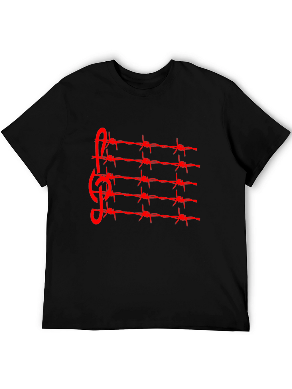 Barbed Wire Music Staff T-Shirt - Edgy Style