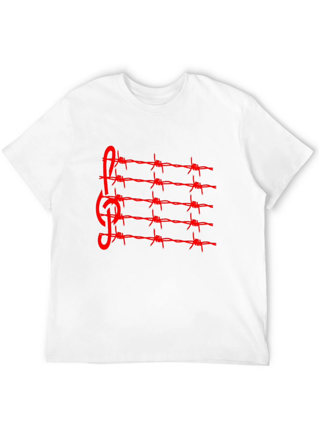 Barbed Wire Music Staff T-Shirt - Edgy Style