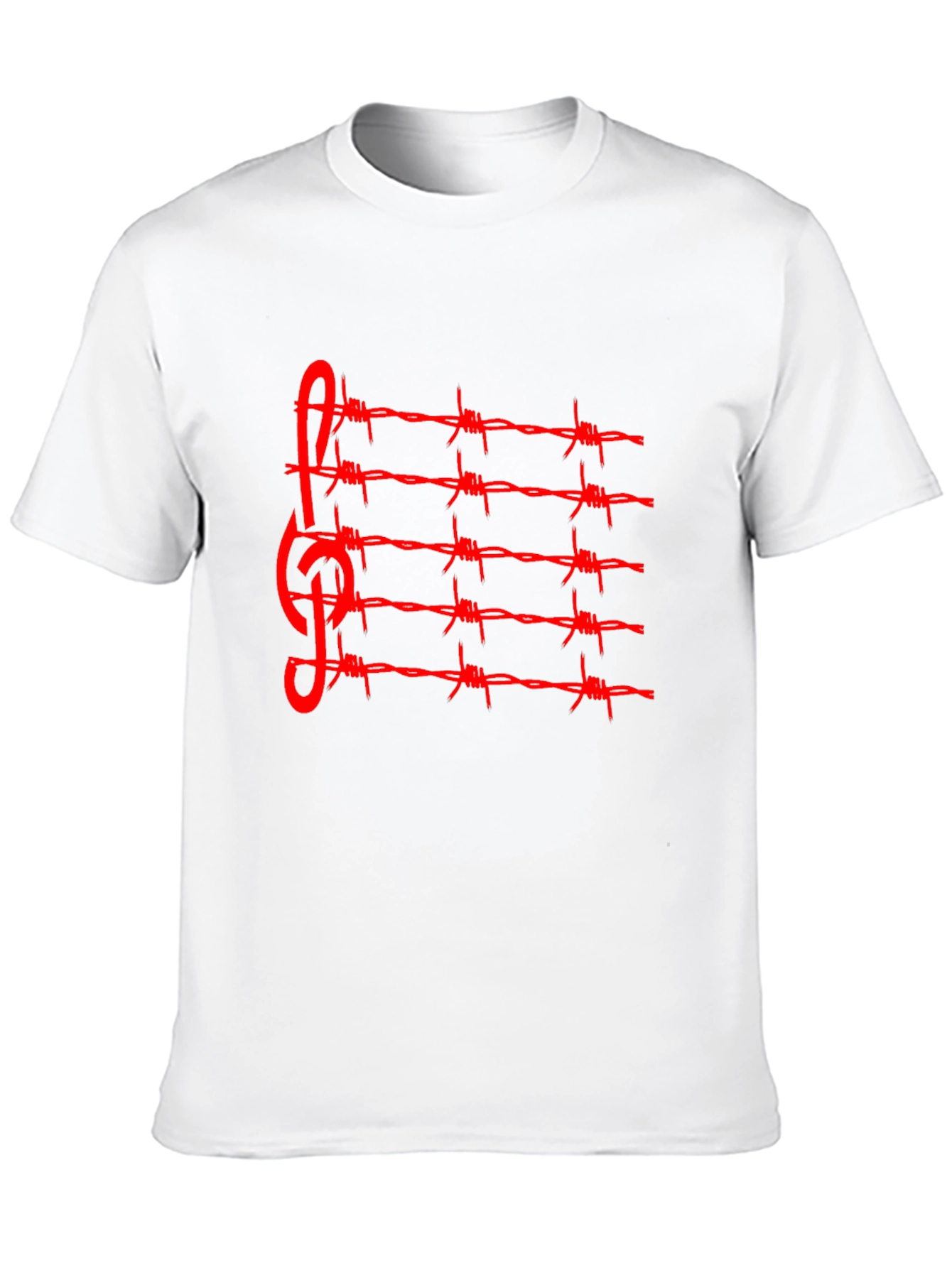 Barbed Wire Music Staff T-Shirt - Edgy Style