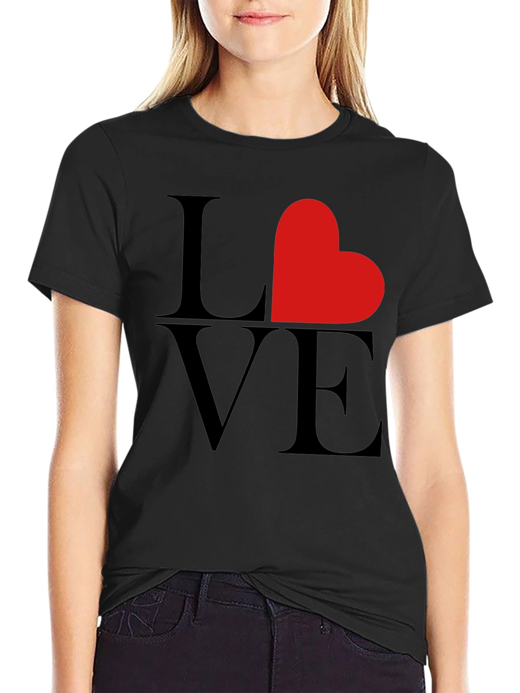Love Heart Graphic Tee - Black