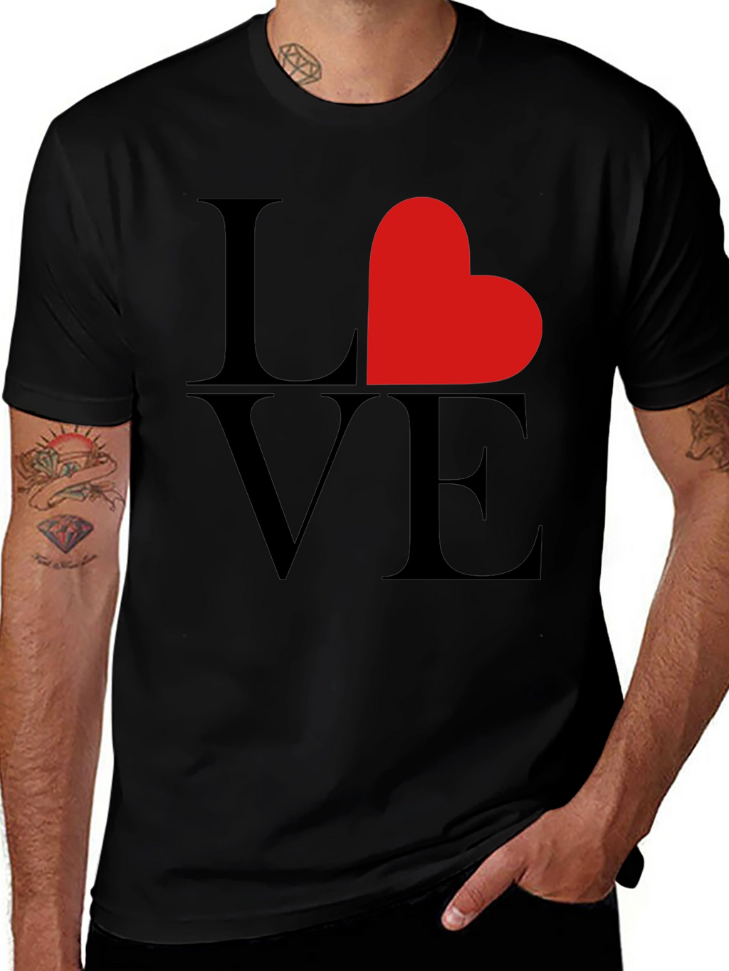 Love Heart Graphic Tee - Black