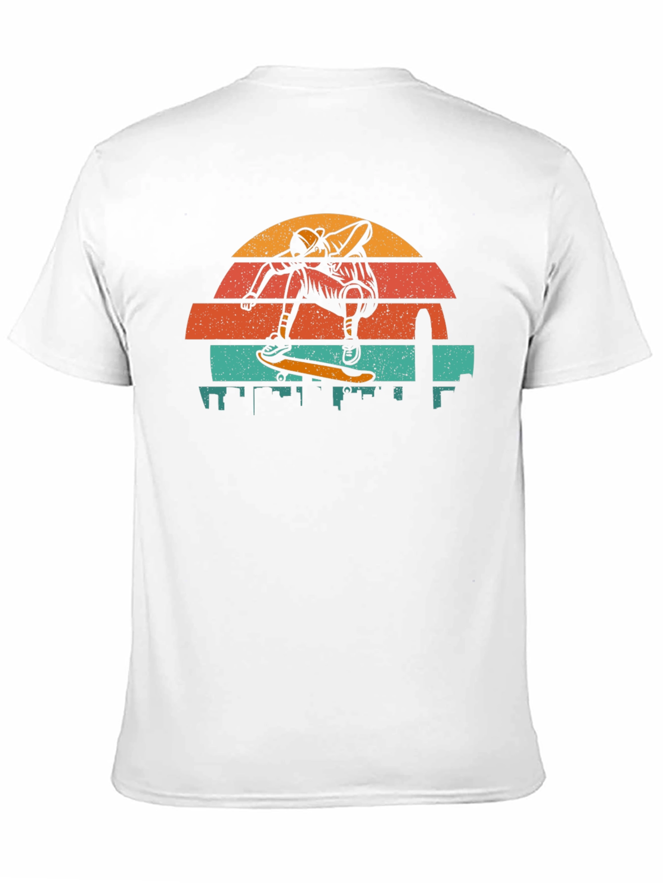 Retro Skateboarder T-Shirt - Cityscape Design