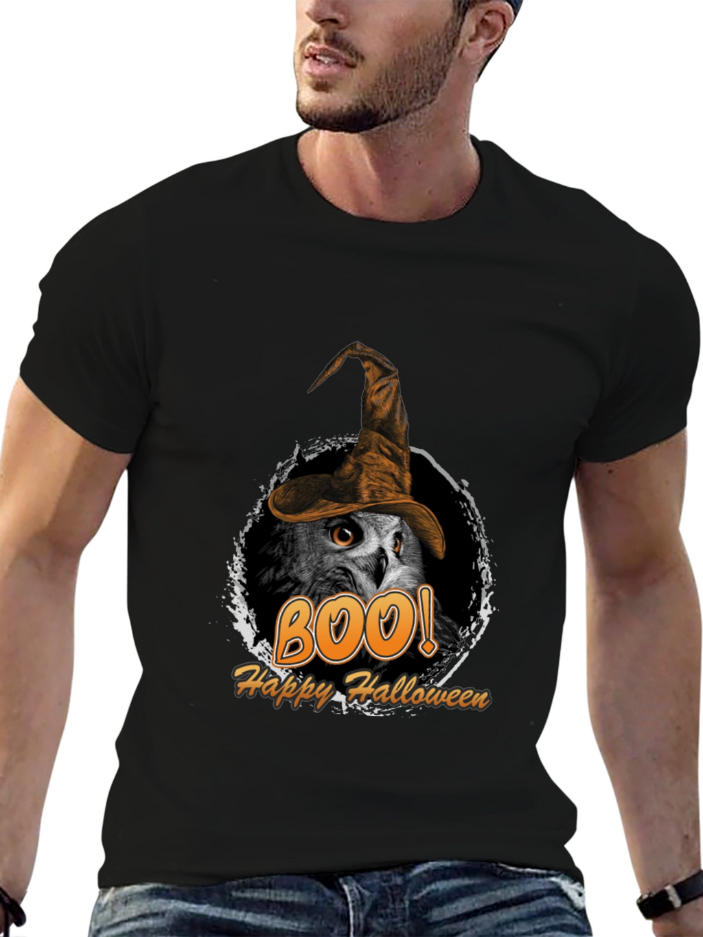 Boo! Owl Halloween T-Shirt - Witch Hat