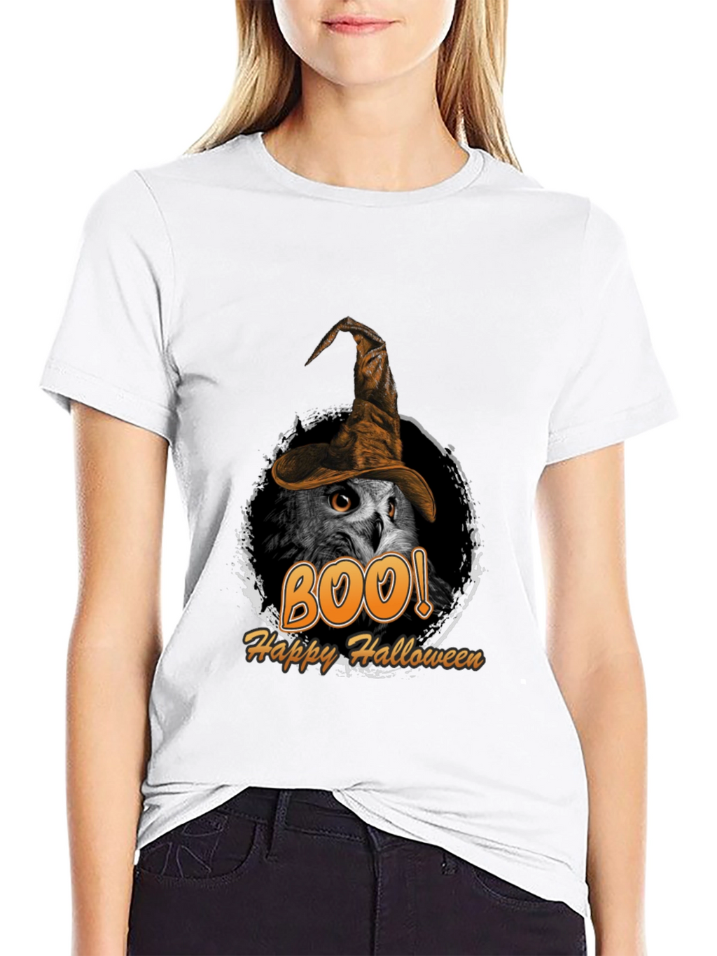 Boo! Owl Halloween T-Shirt - Witch Hat