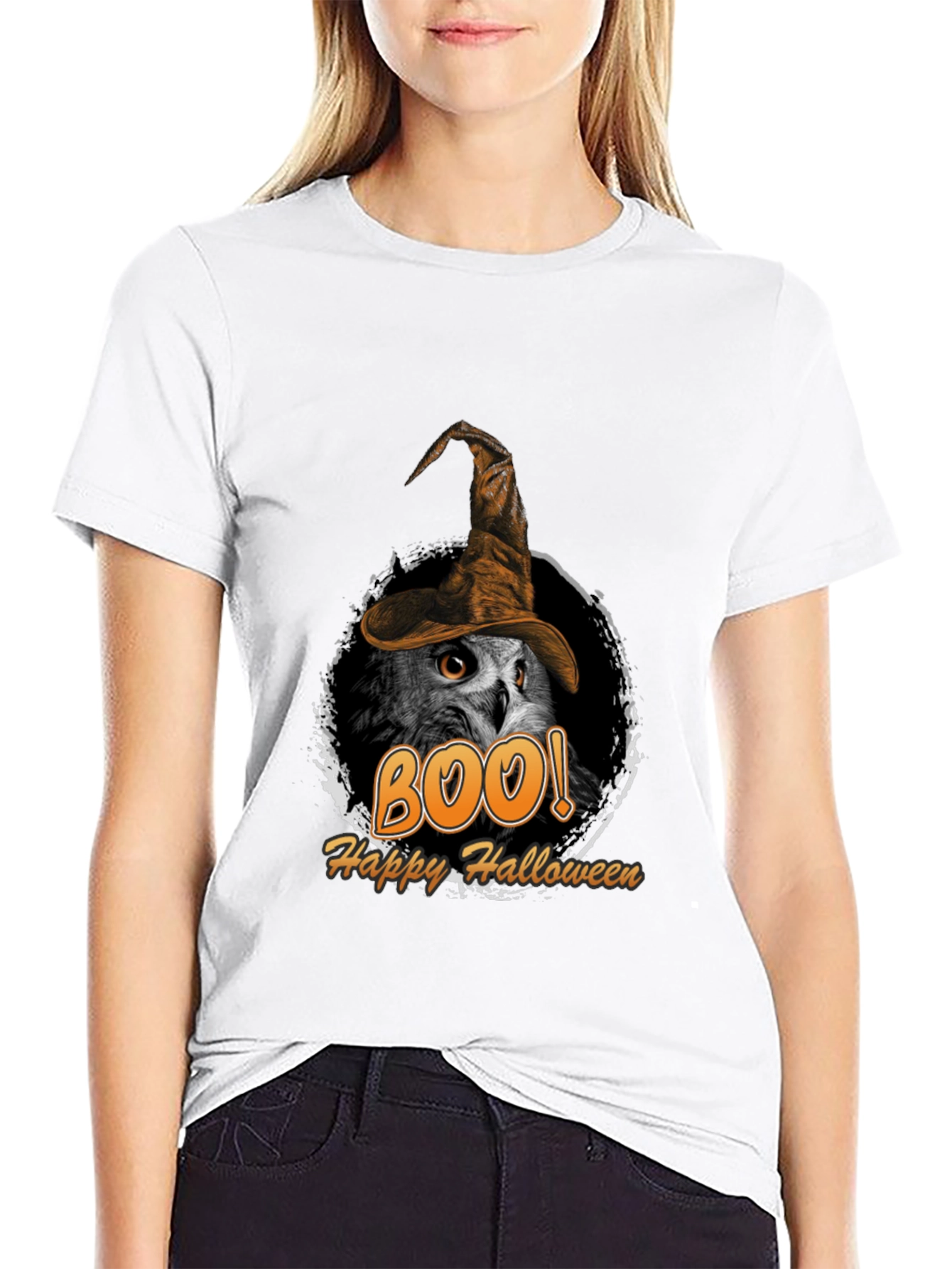Boo! Owl Halloween T-Shirt - Witch Hat
