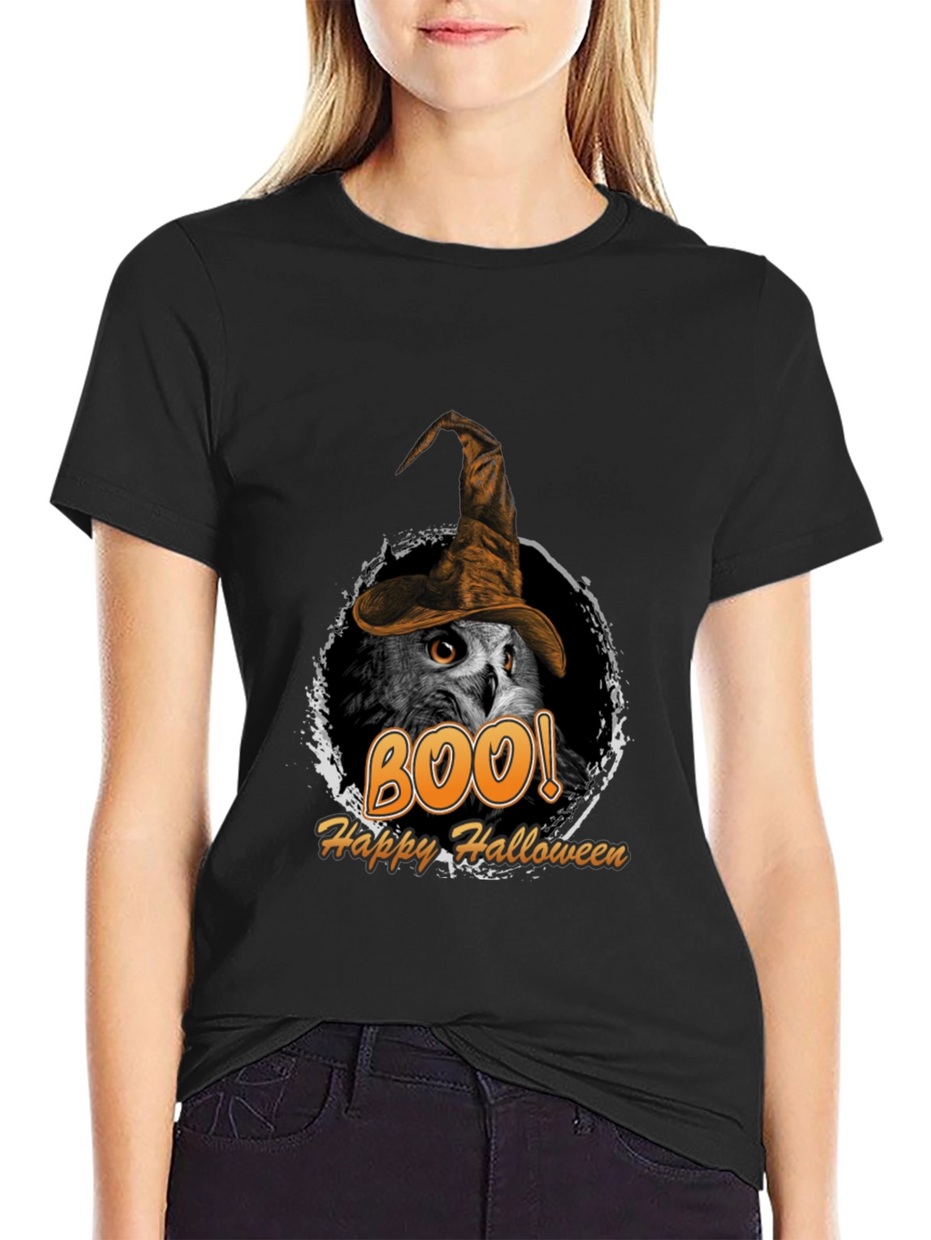 Boo! Owl Halloween T-Shirt - Witch Hat