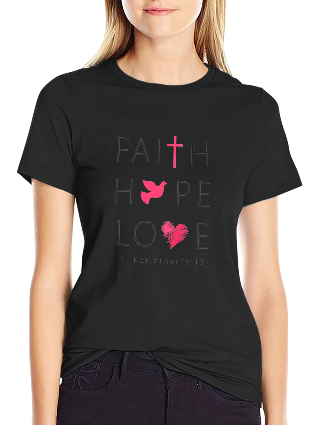 Faith Hope Love Graphic Tee - Black