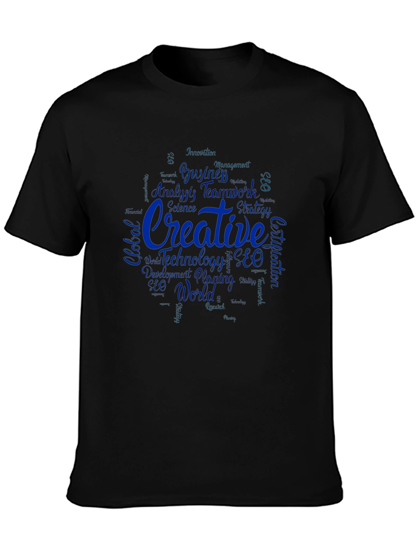 Creative Word Art Black T-Shirt