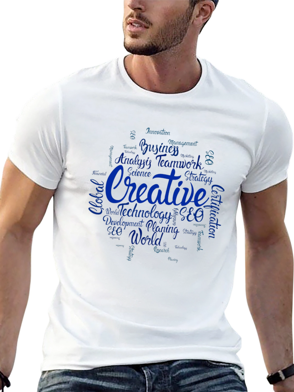 Creative Word Art Black T-Shirt