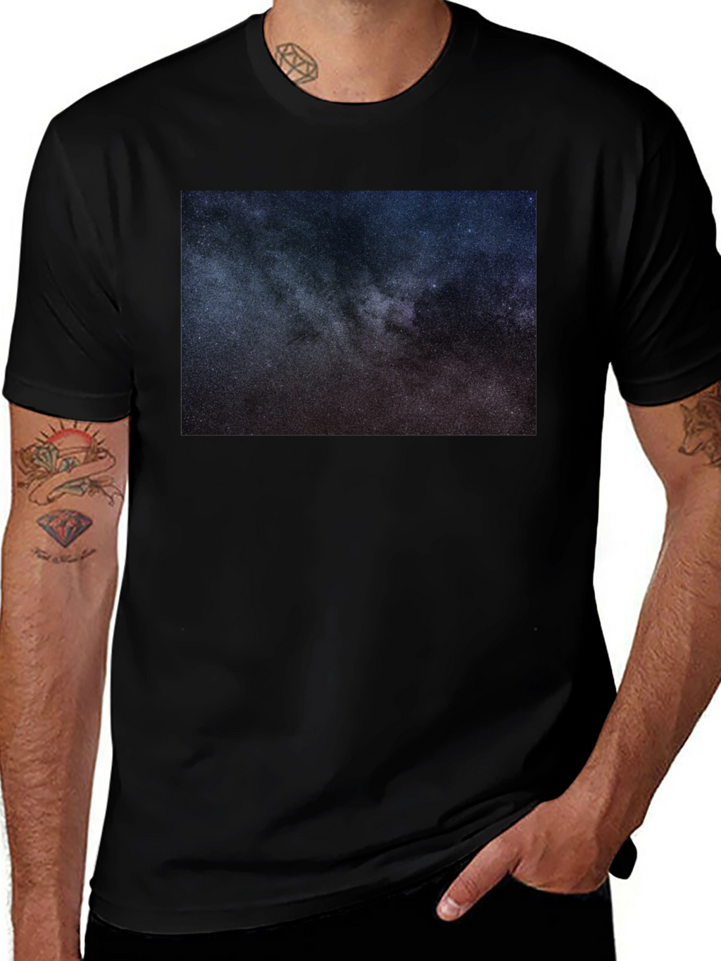 Cosmic Galaxy Print Black T-Shirt