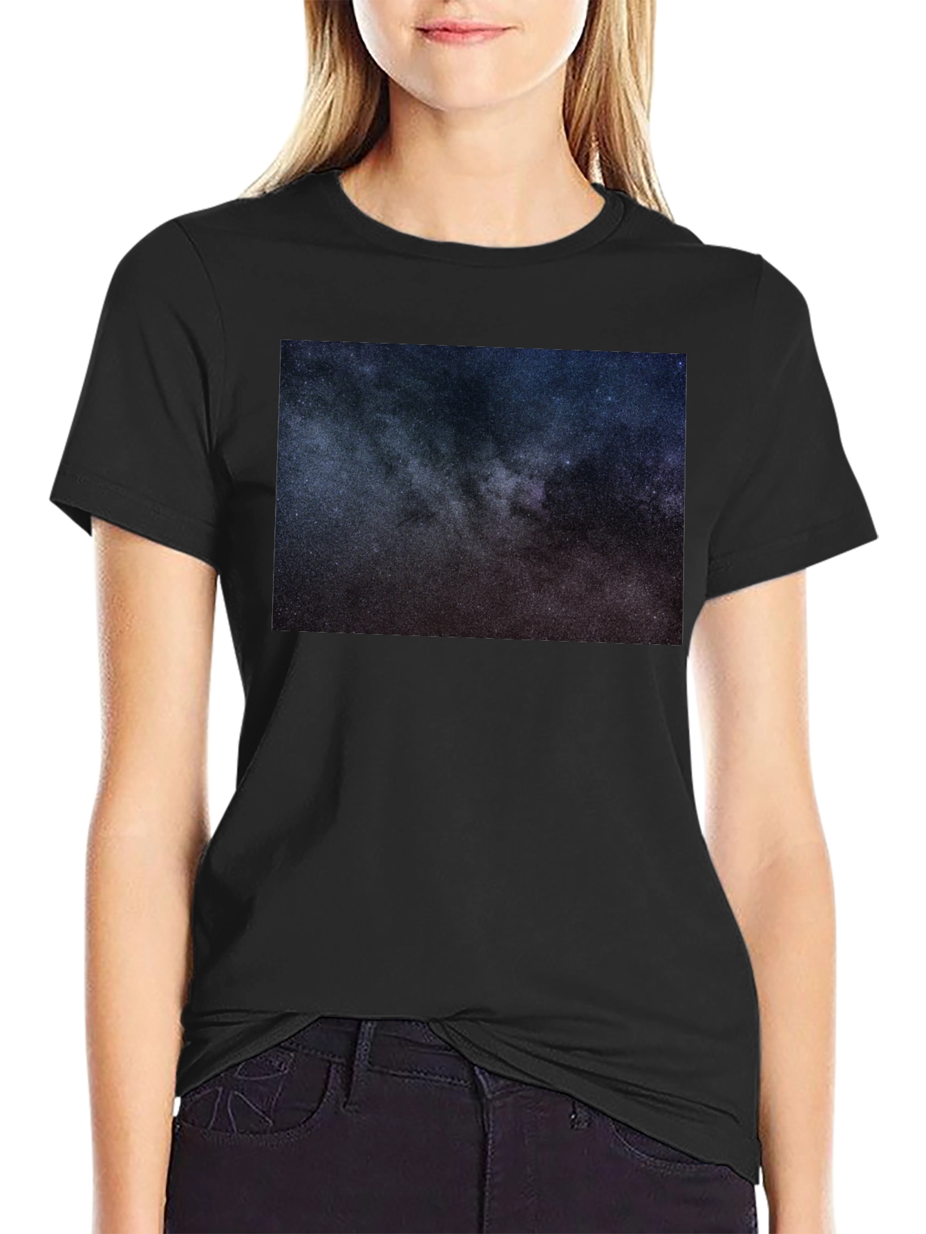 Cosmic Galaxy Print Black T-Shirt