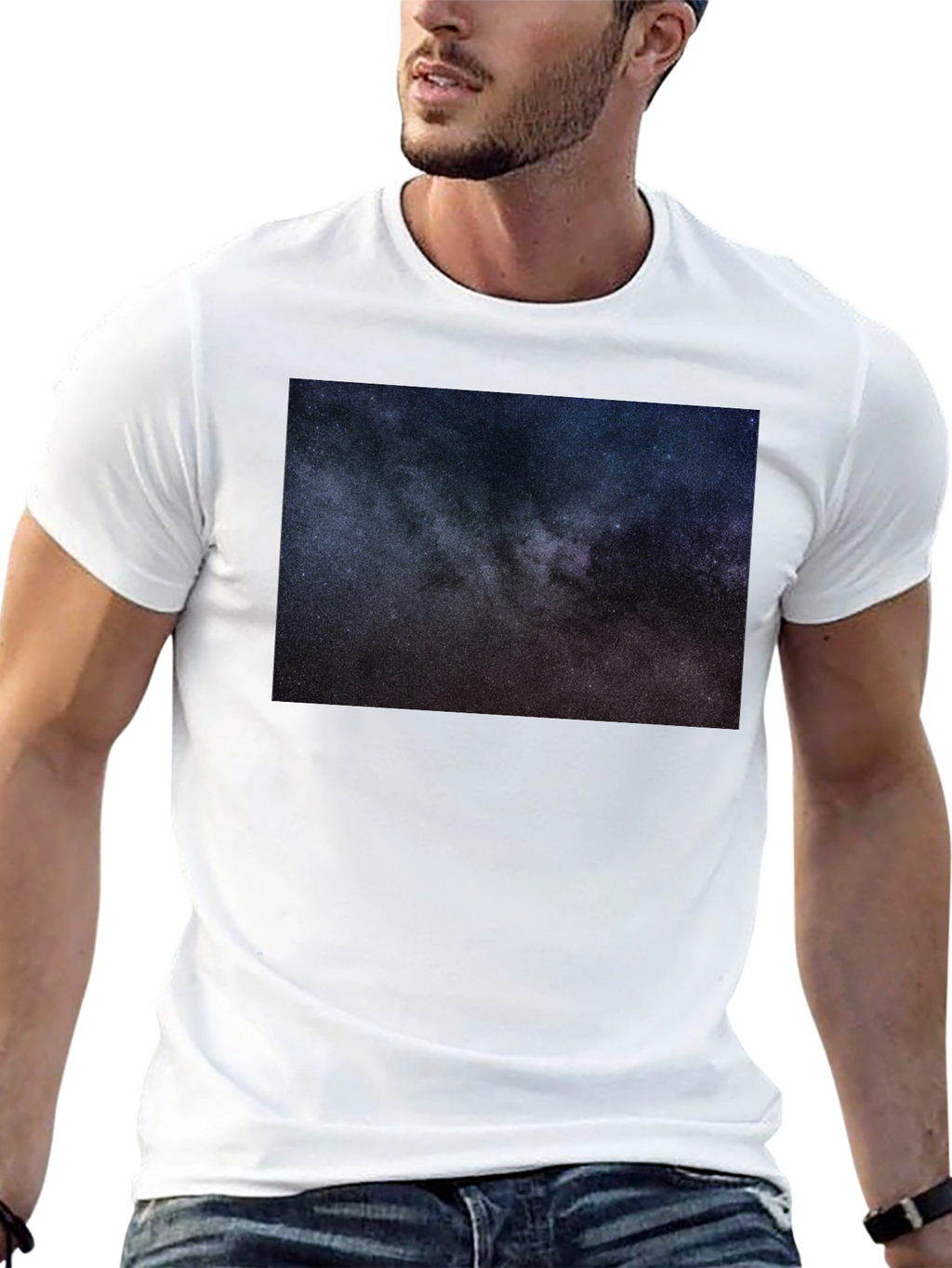 Cosmic Galaxy Print Black T-Shirt