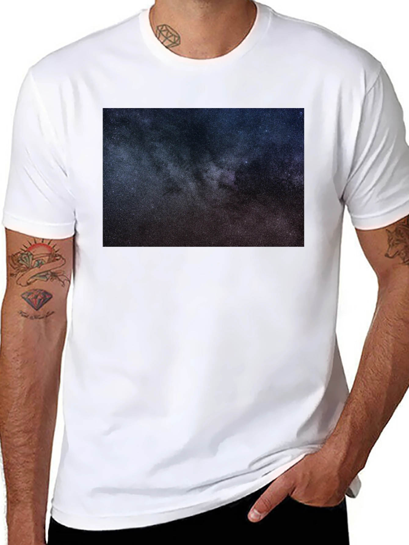 Cosmic Galaxy Print Black T-Shirt